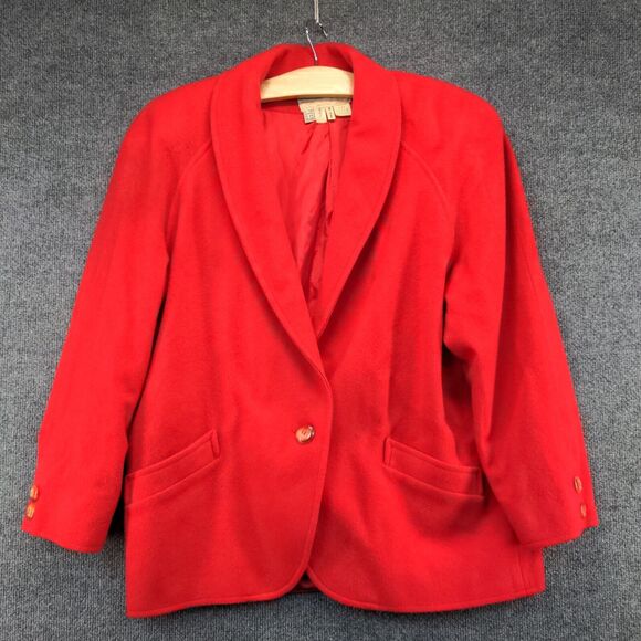 Angiola Bellini Women's Blazer Jacket Red 14 Shawl Lapel One Button Wool Italy - Picture 2 of 12